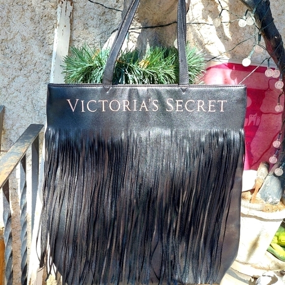 Victoria's Secret Black Fringe Tote - Picture 1 of 4